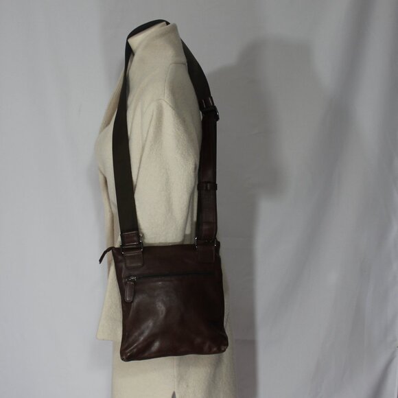 Pikolinos brown MNA 161  leather cotton lining  shoulder bag 10"x10.5" unisex - Picture 2 of 9
